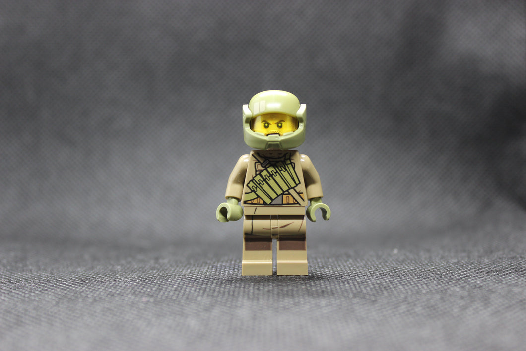 Resistance Trooper - Dark Tan Hoodie Jacket, Ammo Pouch, Stubble, Helmet with Chin Guard